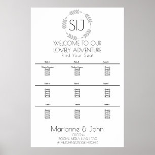 Minimalist Wreath Wedding Logo Seating Chart