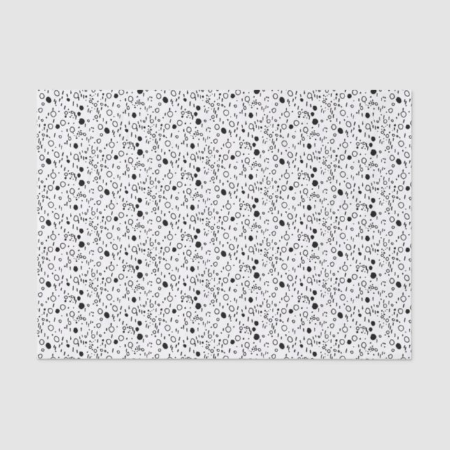 Minimalist Xmas Black & White Circles Dots Lines Tissue Paper (Front)