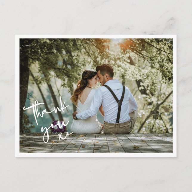 Minimalist XO Wedding Photo Thank You Card (Front)