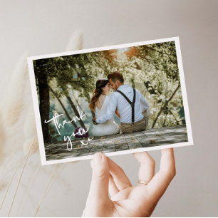 Minimalist XO Wedding Photo Thank You Card