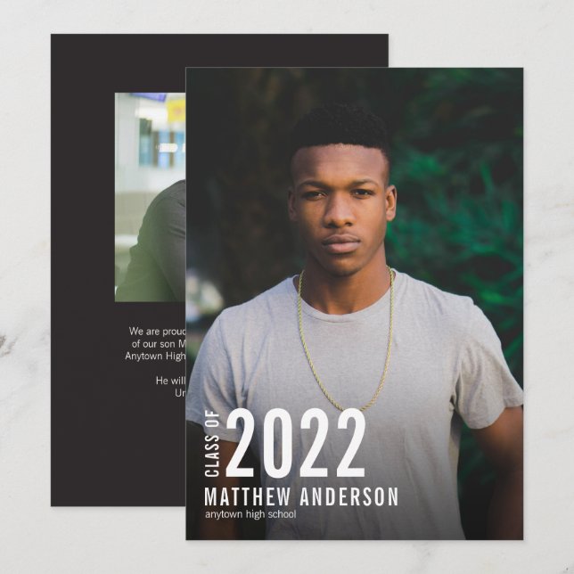 Minimalist Year Photo Graduation Announcement (Front/Back)