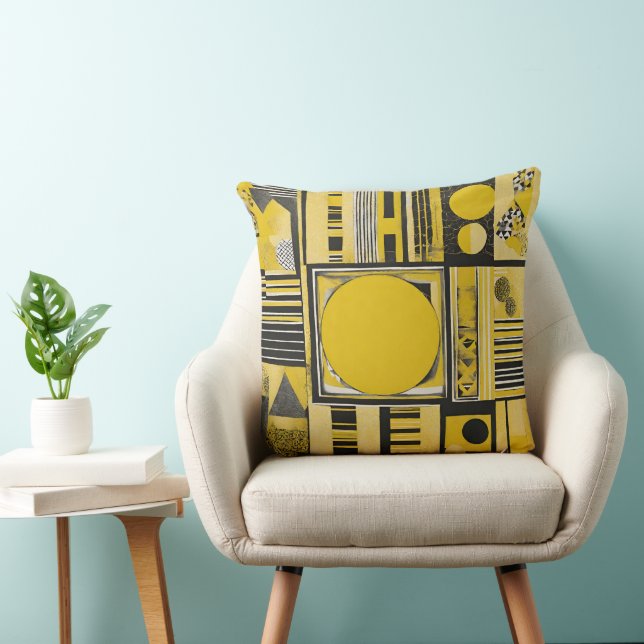 Minimalist yellow abstract circles AI art  Cushion (Chair)