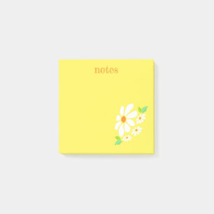 Minimalist Yellow and White Flower Drawing Post-it Notes
