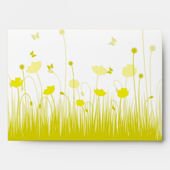 Minimalist Yellow and White Poppies Meadow Floral Envelope (Front)