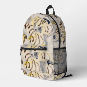 Minimalist Yellow Angelfish Vintage Watercolor Printed Backpack