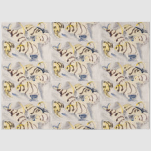 Minimalist Yellow Angelfish Vintage Watercolor Tissue Paper