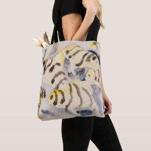 Minimalist Yellow Angelfish Vintage Watercolor Tote Bag