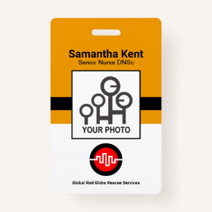Minimalist Yellow Black Blocks Photo Template ID ID Badge