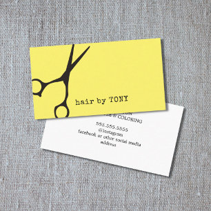 Minimalist Yellow Black Scissors Hair Stylist Business Card