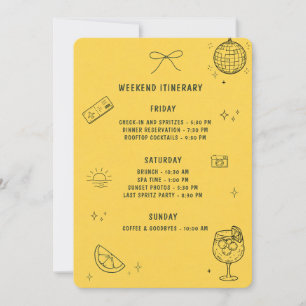 Minimalist Yellow Bridal Shower Itinerary Invitation