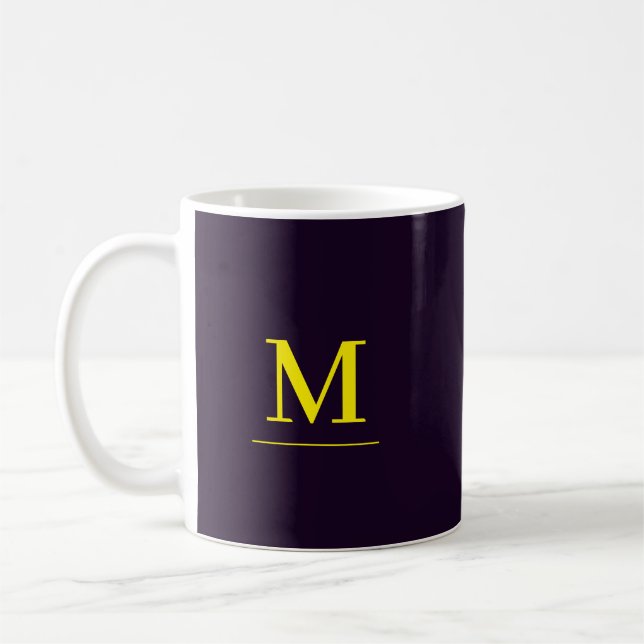 Minimalist yellow elegant sophisticated monogram coffee mug (Left)