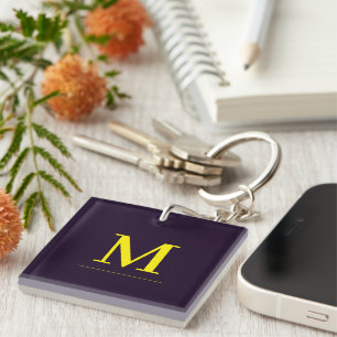 Minimalist yellow elegant sophisticated monogram key ring