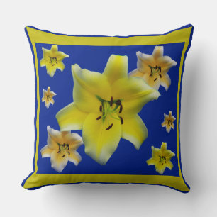Minimalist Yellow Lily Flower Macro Photo Art Cushion