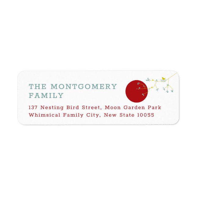 Minimalist Yellow Nesting Birds & Family Address (Front)