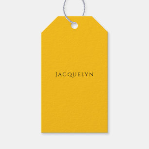 Minimalist Yellow Orange Plain Elegant Modern Name Gift Tags