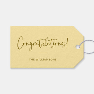 Minimalist Yellow Personalised Congratulations Gift Tags