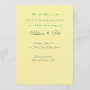 Minimalist Yellow & Sage Green Wedding Invitation