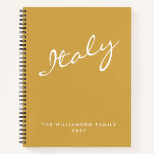 Minimalist Yellow Script Personalised Travel Notebook