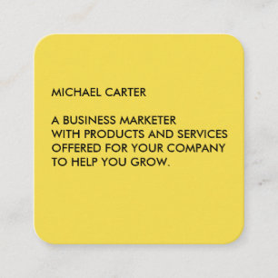 Minimalist Yellow Square Business Card