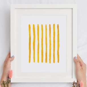 Minimalist Yellow Stripes   Modern Abstract Lines Poster