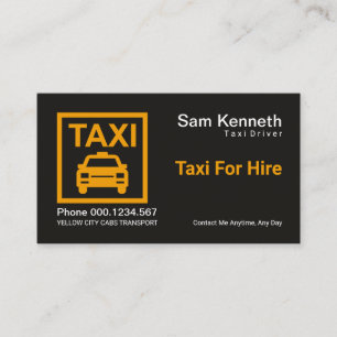 Minimalist Yellow Taxi Signage Taxi Cab Driver Business Card