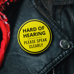 Minimalist Yellow Text Hard of Hearing 6 Cm Round Badge