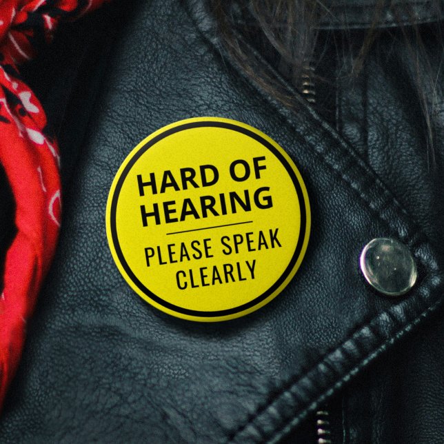 Minimalist Yellow Text Hard of Hearing 6 Cm Round Badge (Minimalist Yellow Text Hard of Hearing Button)