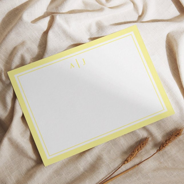 Minimalist Yellow Two Border Monogram Card (Creator Uploaded)