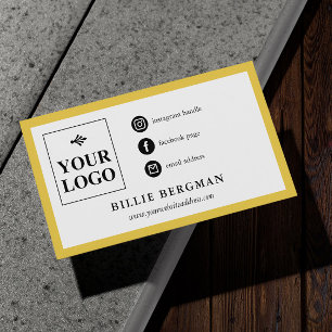 Minimalist Yellow White Social Media Your Logo Business Card