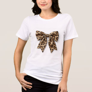 Minimalist Yet Fierce Leopard Print Festive Ribbon Tri-Blend Shirt