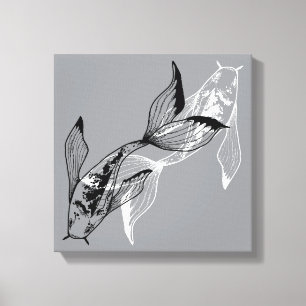 Minimalist Yin Yang Koi Fish Canvas Print
