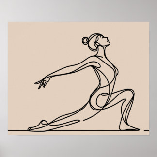 Minimalist Yoga Girl - Line Art Poster