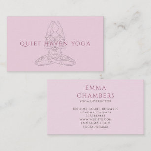 Minimalist Yoga Instructor Lotus Pose Illustration Business Card