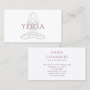 Minimalist Yoga Instructor Lotus Pose Illustration Business Card