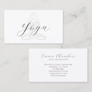 Minimalist Yoga Instructor Lotus Pose Illustration Business Card