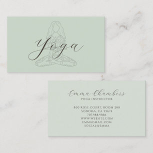 Minimalist Yoga Instructor Lotus Pose Illustration Business Card