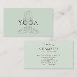 Minimalist Yoga Instructor Lotus Pose Illustration Business Card