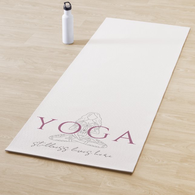 Minimalist Yoga Instructor Lotus Pose Illustration Mat (In Situ)