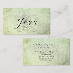 Minimalist Yoga Instructor Lotus Pose Sage Green Business Card