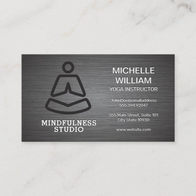 Minimalist Yoga Logo Business Card (Front)