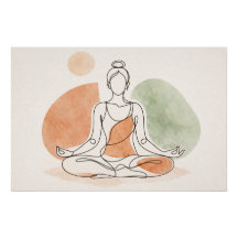 Minimalist Yoga Meditation Glossy Poster