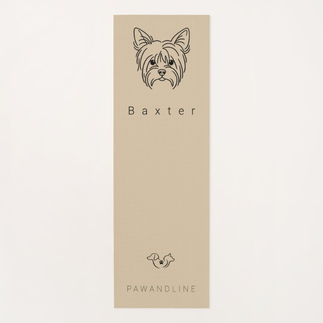Minimalist Yorkie Yoga Mat | Custom Pet Name (Front)