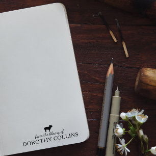 Minimalist Yorkshire Dog From the Library Of, Book Rubber Stamp