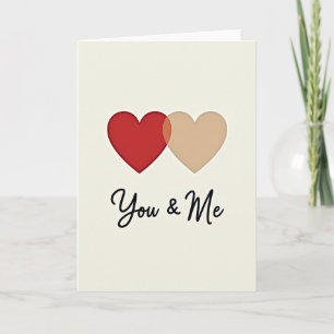 Minimalist You And Me Hearts Card