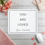 Minimalist You Are Loved Desk Mouse Pad<br><div class="desc">A gentle reminder, right where you work 🤍
This minimalist mouse pad features the phrase “You Are Loved” in clean, modern typography, designed to blend seamlessly into calm and neutral workspaces.
Perfect for Valentine’s Day, work-from-home setups, or thoughtful everyday desk gifts.</div>