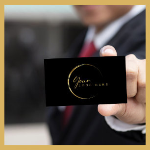 Minimalist Your Logo Gold Black Social Media Business Card