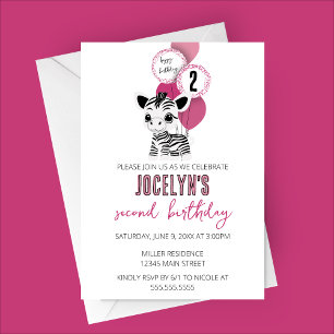 Minimalist Zebra Birthday Party Invitatoin Invitation