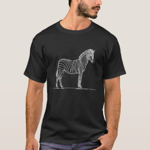 Minimalist Zebra Line Art Wildlife Animal Drawing T-Shirt