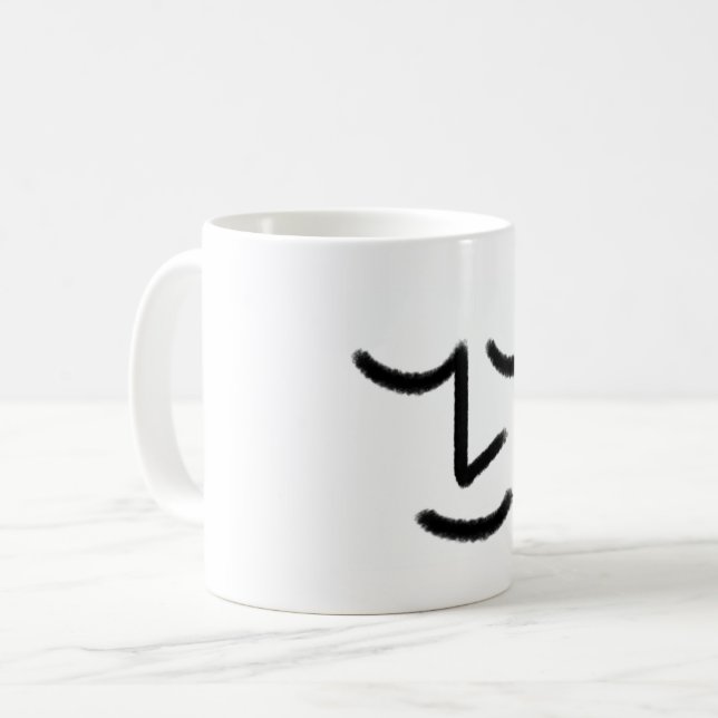 Minimalist Zen Face Mug (Front Left)