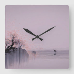 Minimalist Zen Landscape Square Wall Clock